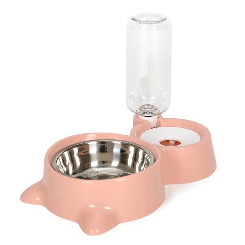 Pet Dog Cat Bowl Fountain | Automatic Food Water Feeder Container - AllvueCo