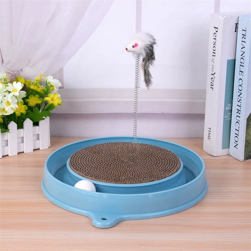 Multifunctional Cat Scratching Board – Interactive Scratcher with Ball Track & Toys - AllvueCo