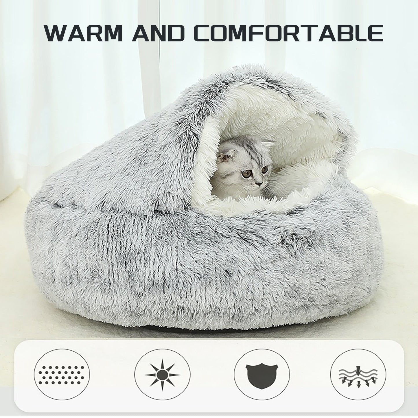 Luxurious Plush Round Cat Bed – Ultra Soft Cozy Nest for Cats & Small Pets - AllvueCo