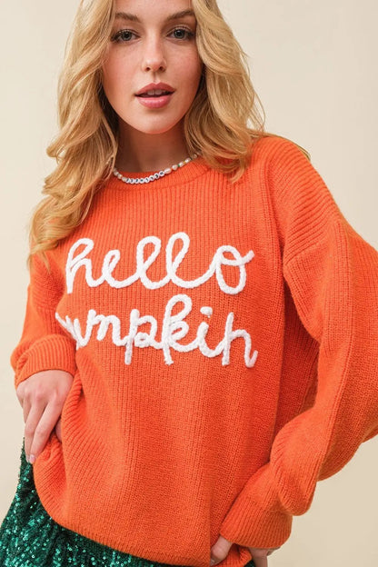 Women's Halloween Contrast Color Embroidery Crew Neck Sweater - AllvueCo