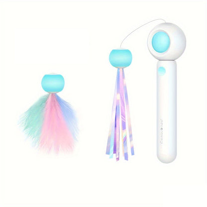 Retractable Cat Teaser Wand – Interactive Feather Toy with Replacement Heads for Indoor Cats, Exercise & Play - AllvueCo